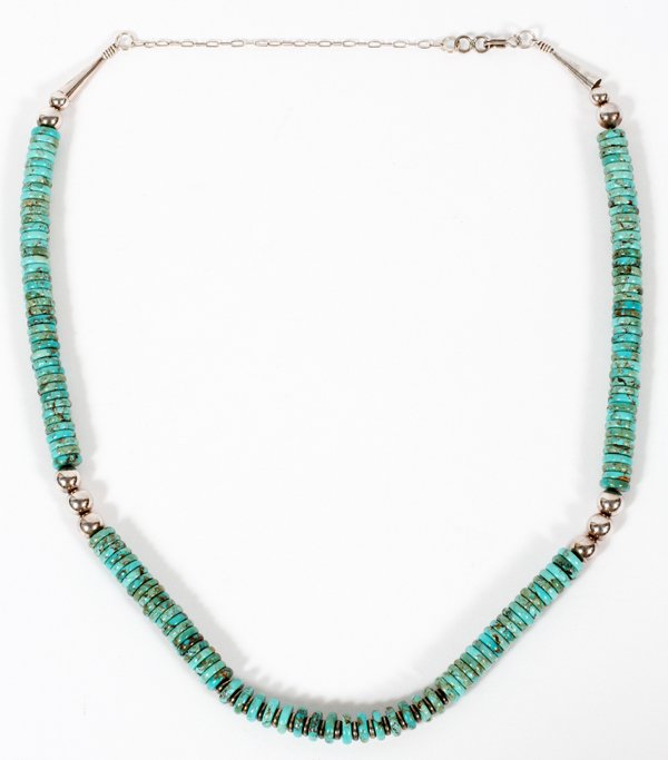 NATIVE AMERICAN INDIAN TURQUOISE BEAD NECKLACE (1 of 2)