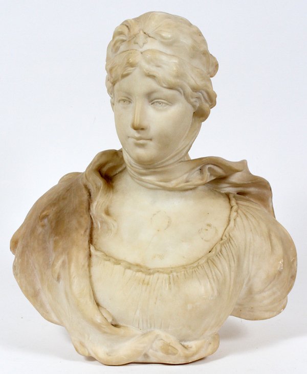 O. SCHEGGI CARVED WHITE MARBLE BUST OF QUEEN LOUISA (1 of 4)