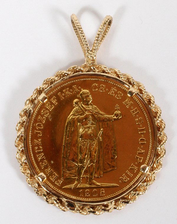 100 CORONA GOLD AUSTRIAN/HUNGARIAN COIN & FRAME (1 of 2)