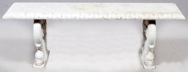 CARVED MARBLE GARDEN BENCH (1 of 3)