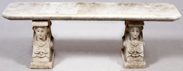 CARVED STONE GARDEN BENCH (1 of 3)