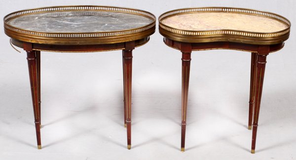 FRENCH LOUIS XVI STYLE MARBLE TOP TABLES, 2 PCS. (1 of 2)