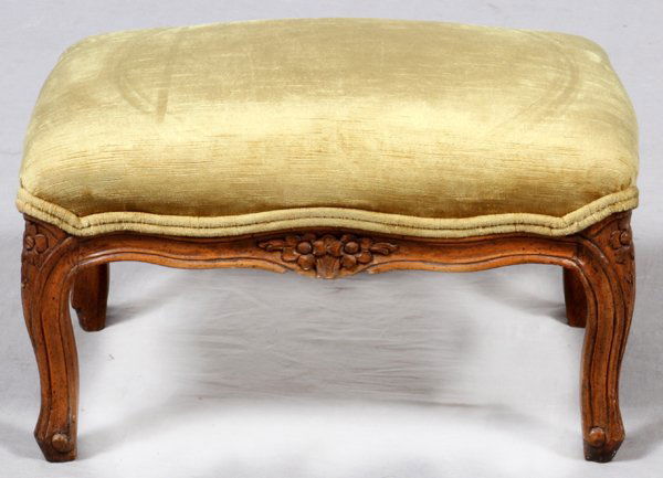 FRENCH CARVED WALNUT FOOT STOOL (1 of 2)