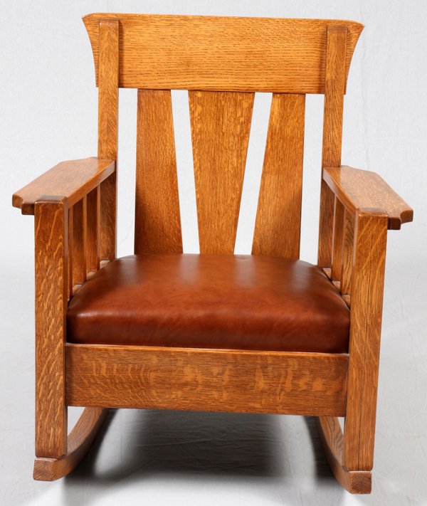 ARTS AND CRAFTS OAK ROCKER (1 of 2)