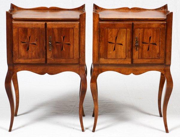 FRENCH WALNUT END TABLES, PAIR (1 of 2)