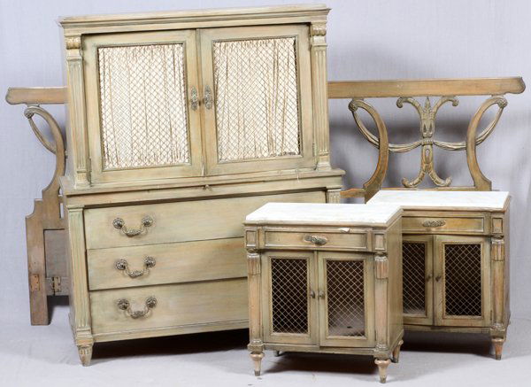 MARBLE TOP NIGHTSTANDS, DRESSER & BED FRAME (1 of 3)