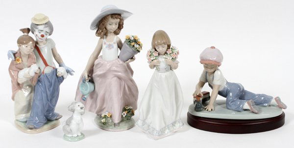 LLADRO PORCELAIN FIGURINES, 5 PIECES (1 of 2)