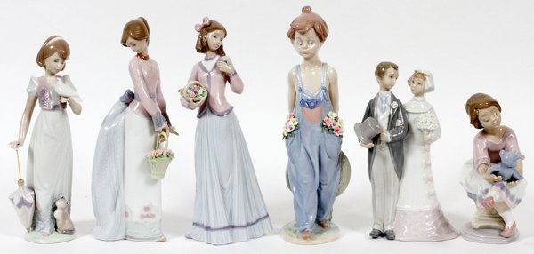 LLADRO PORCELAIN FIGURINES, 6 PIECES (1 of 2)