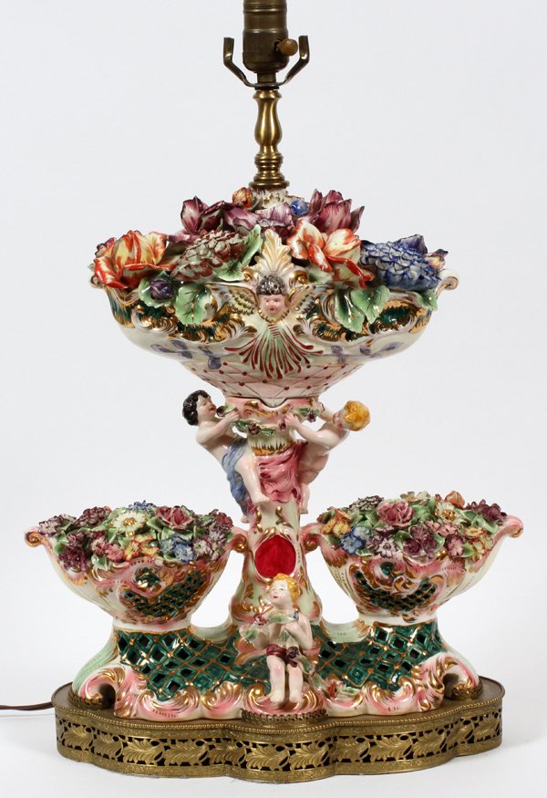 CAPODIMONTE ITALIAN POTTERY FLOWERING URN LAMP (1 of 1)