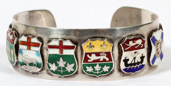 CANADIAN STERLING SILVER & ENAMEL CUFF BRACELET (1 of 1)