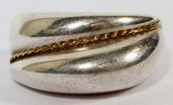 STERLING SILVER AND 18KT  YELLOW GOLD RING SIZE 8 (1 of 3)