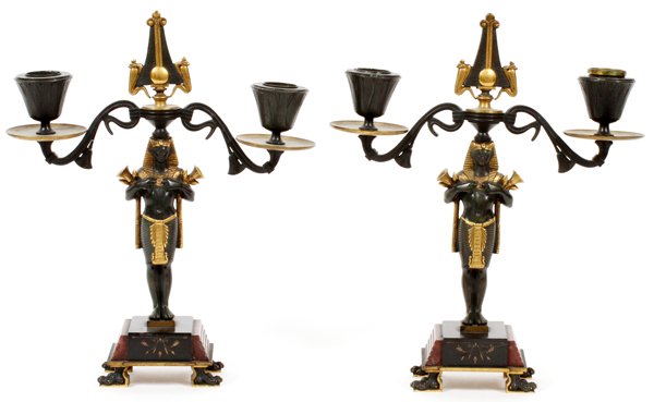 FRENCH EGYPTIAN REVIVAL FIGURAL CANDELABRA (1 of 2)