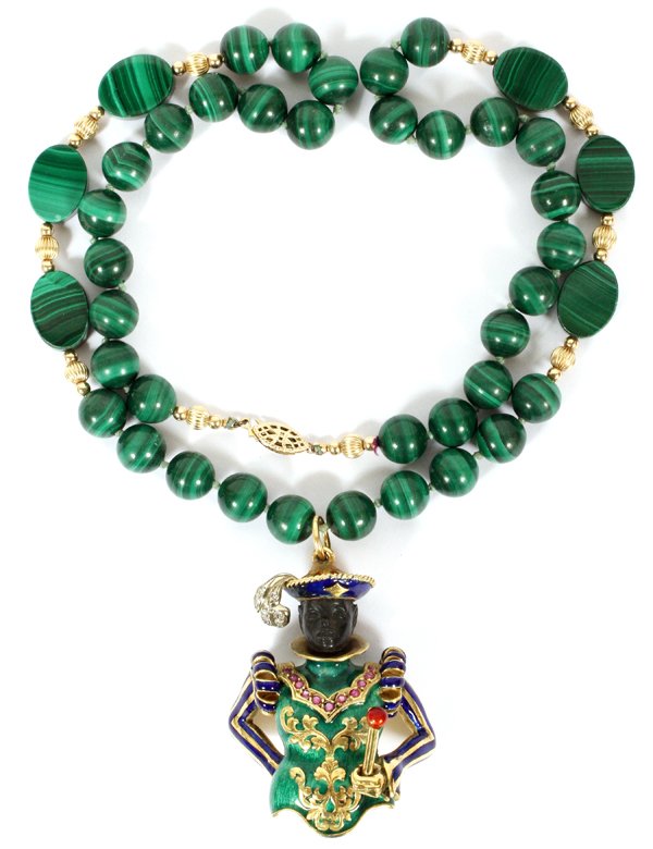 GOLD, ENAMEL, RUBY, DIAMOND & MALACHITE NECKLACE (1 of 5)