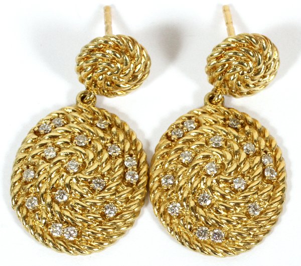 DAVID YURMAN 18KT YELLOW GOLD & DIAMONDS EARRINGS (1 of 2)