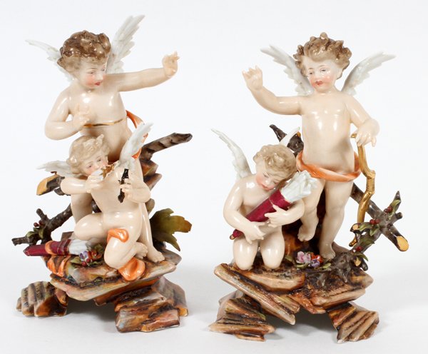VOLKSTEDT GERMAN PORCELAIN CHERUB FIGURE GROUPS (1 of 2)