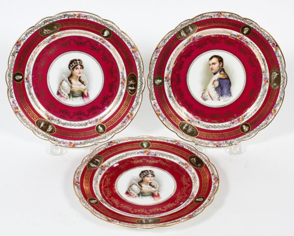 AUSTRIAN PORCELAIN PORTRAIT PLATES, THREE (1 of 2)