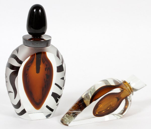 CORREIA GLASS PERFUME BOTTLES, TWO (1 of 3)