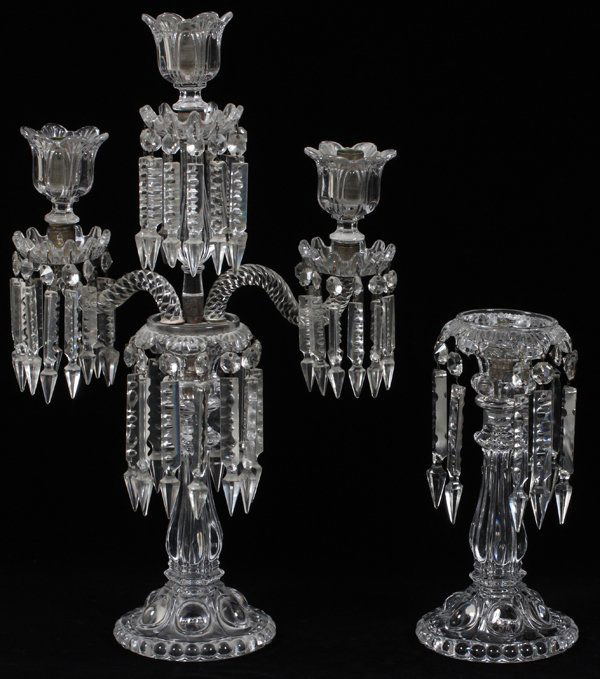 BACCARAT CRYSTAL CANDELABRUM & CANDLESTICK (1 of 2)