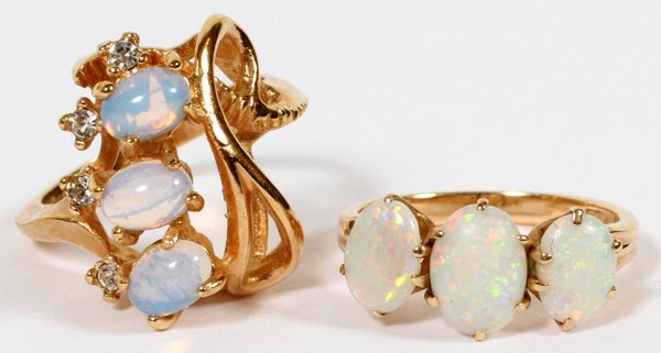 14KT YELLOW GOLD & OPAL RINGS, TWO (1 of 2)