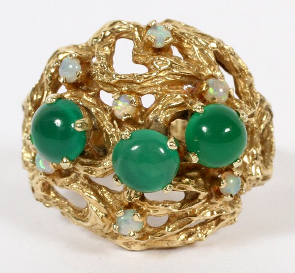14KT YELLOW GOLD OPAL & OTHER STONE RING (1 of 2)