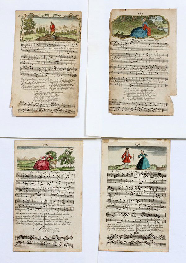 HAND-COLORED & ENGRAVED SHEETS OF MUSIC C. 1737 (1 of 2)