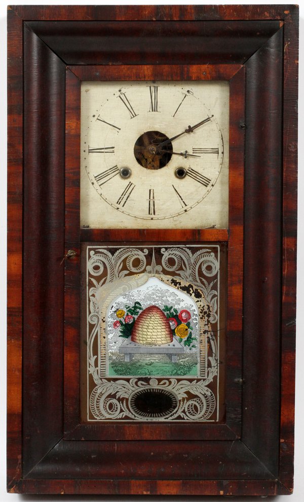 SPERRY & SHAW AMERICAN MAHOGANY CLOCK C. 1840 (1 of 2)
