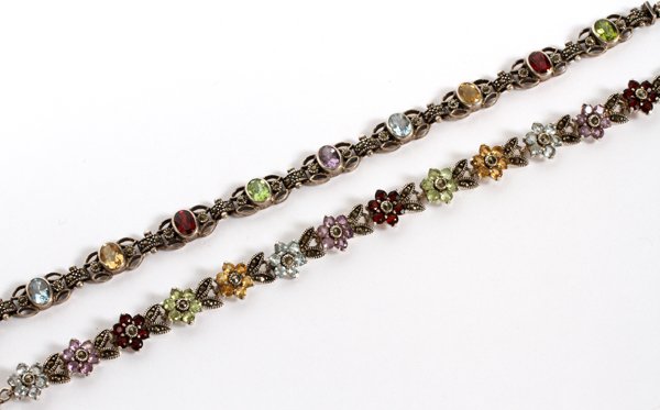 STERLING & MULTI STONE BRACELETS, TWO (1 of 2)