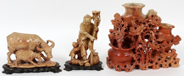 CHINESE SOAPSTONE CARVINGS EARLY 20TH C. THREE (1 of 1)