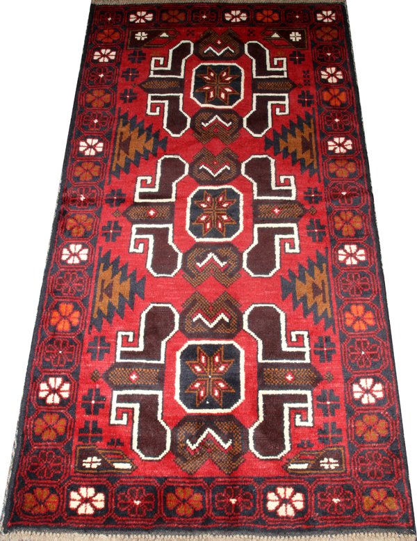 PERSIAN KURD WOOL RUG C. 1940-1980 (1 of 2)