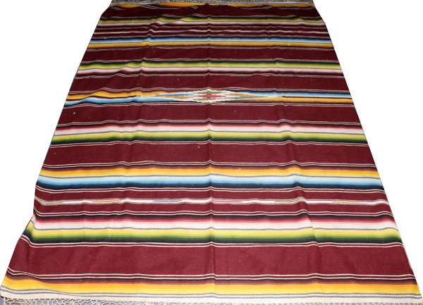 MEXICAN HAND WOVEN MULTI-COLORED WOOL BLANKET (1 of 2)