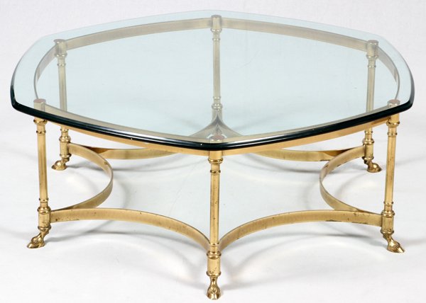 BRASS & GLASS COCKTAIL TABLE (1 of 2)