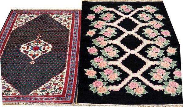 CHINESE & ROMANIAN HAND WOVEN WOOL RUGS 2 PCS. (1 of 2)