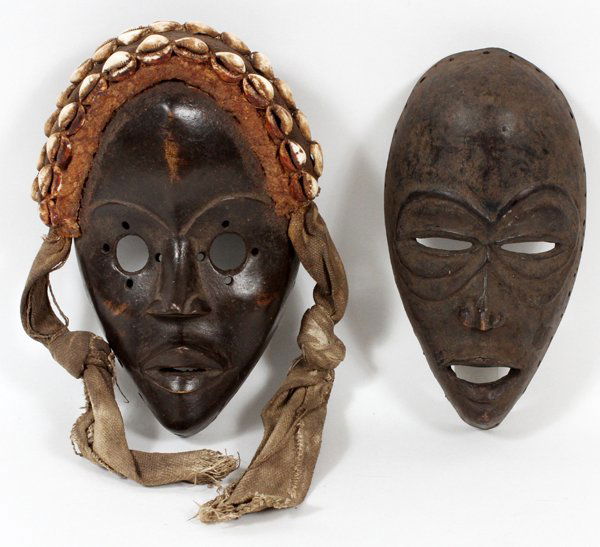 AFRICAN CARVED MASKS 2 PIECES (1 of 1)