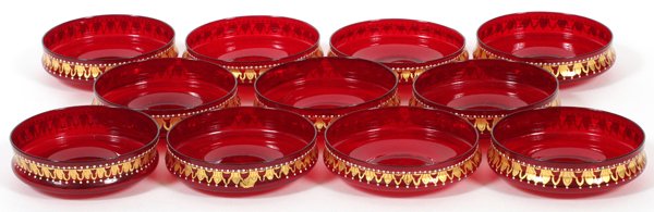 MURANO RED GLASS DESSERT DISHES ELEVEN (1 of 3)