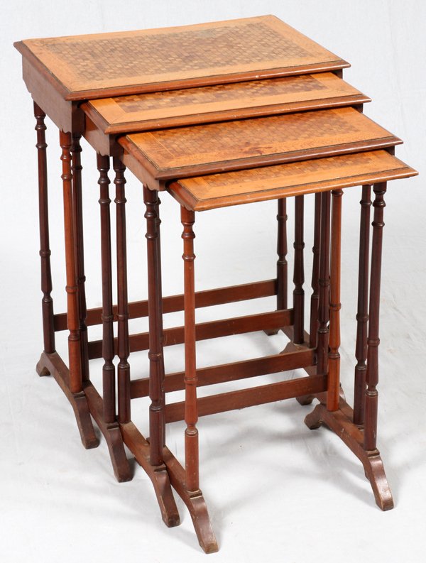 ENGLISH WALNUT NEST OF FOUR TABLES C. 1820 (1 of 2)