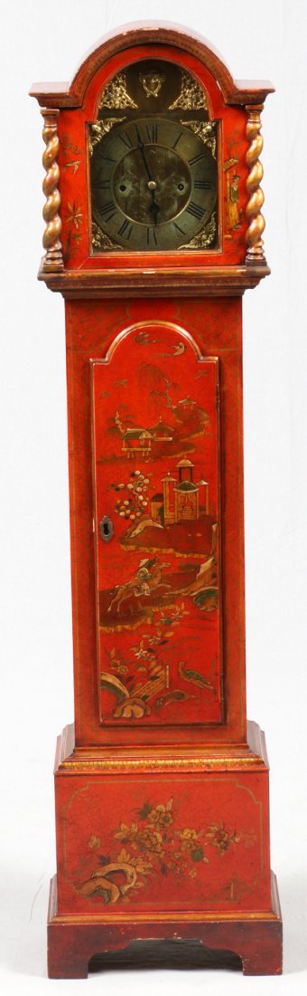 ENGLISH CHINOISERIE GRANDMOTHER CLOCK 19TH C. (1 of 5)