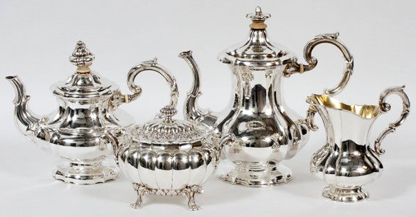 GERMAN SILVER TEA SET 19TH C. THREE PIECES (1 of 3)
