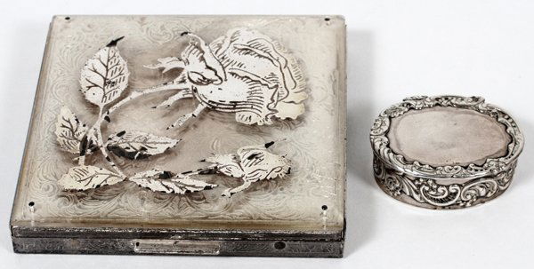 ENGLISH STERLING PILL BOX BIRMINGHAM&SILVER COMPACT (1 of 3)