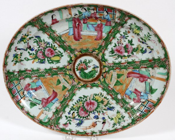 CHINESE ROSE MEDALLION PORCELAIN PLATTER C. 1840 (1 of 2)