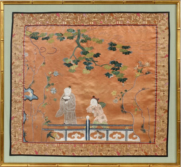 CHINESE FRAMED ANTIQUE EMBROIDERY (1 of 2)
