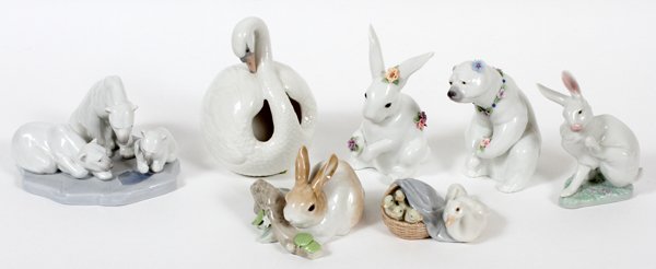 LLADRO PORCELAIN ANIMAL FIGURES, SEVEN (1 of 3)
