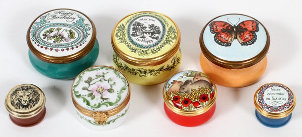 BILSTON & BATTERSEA & LIMOGES PORCELAIN BOXES SEVEN (1 of 2)