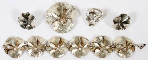 STUART NYE STERLING FLORAL JEWELRY SUITE (1 of 2)