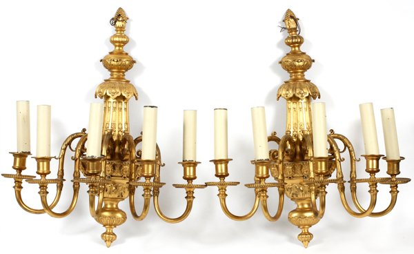 BRONZE FIVE LIGHT SCONCES PAIR (1 of 3)