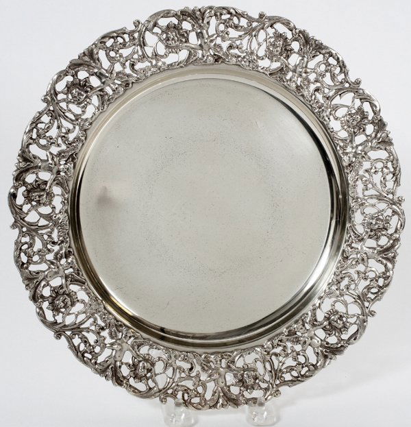 CONTINENTAL STYLE STERLING TRAY EARLY 20TH C. (1 of 3)