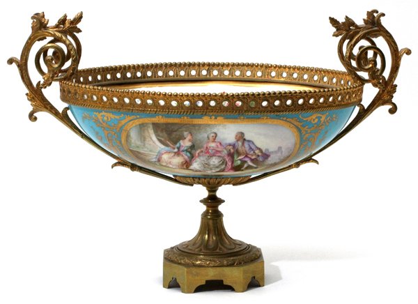 SEVRES STYLE PORCELAIN & BRONZE MOUNTED CENTERPIECE (1 of 4)