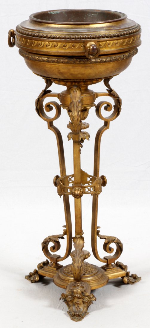 FRENCH GILT METAL PLANTER LATE 19TH C. (1 of 2)