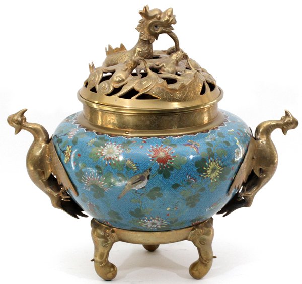CHINESE CLOISONNÉ & BRASS CENSER (1 of 3)