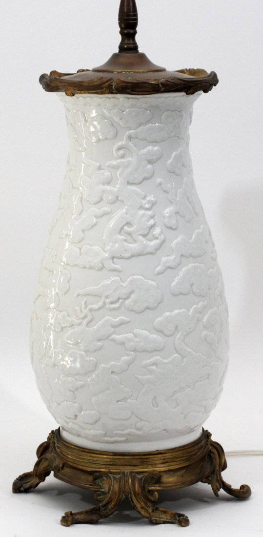 CHINESE GLAZED POTTERY LAMP W/ FRENCH BRONZE MOUNTS (1 of 2)
