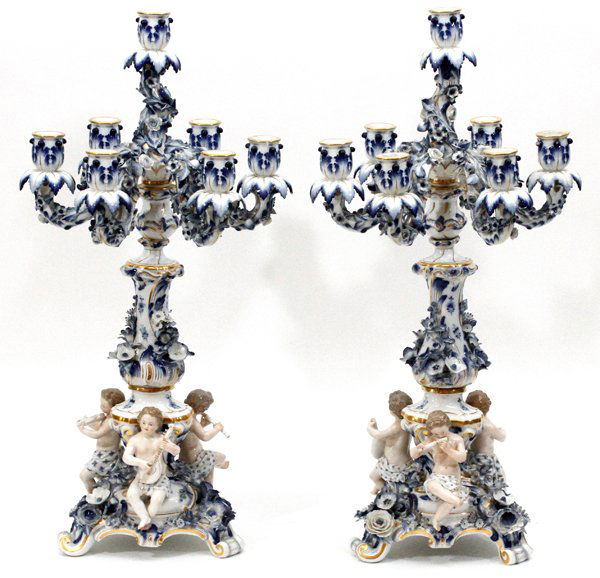 MEISSEN PORCELAIN FIGURAL CANDELABRA LATE 19TH C. (1 of 4)